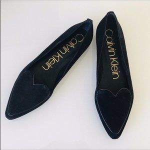 Calvin Klein Black Suede Heart Front Flats 6